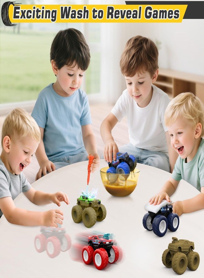 ShyLizard Monster Truck Toys for 3, 4, 5, 6, 7 Year Old Kids, Wash to Reveal Monster Trucks for Toddlers, 4 Pack Toy Trucks with Realistic Mud Paint, Ideal Birthday for Boys Grils 3-5 6-8 - Image 4